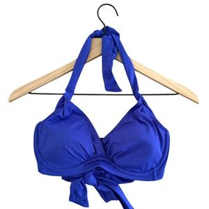 NWOT Athleta Bra Cup Wrap Halter Bikini Top Swimsuit in Yacht Blue
